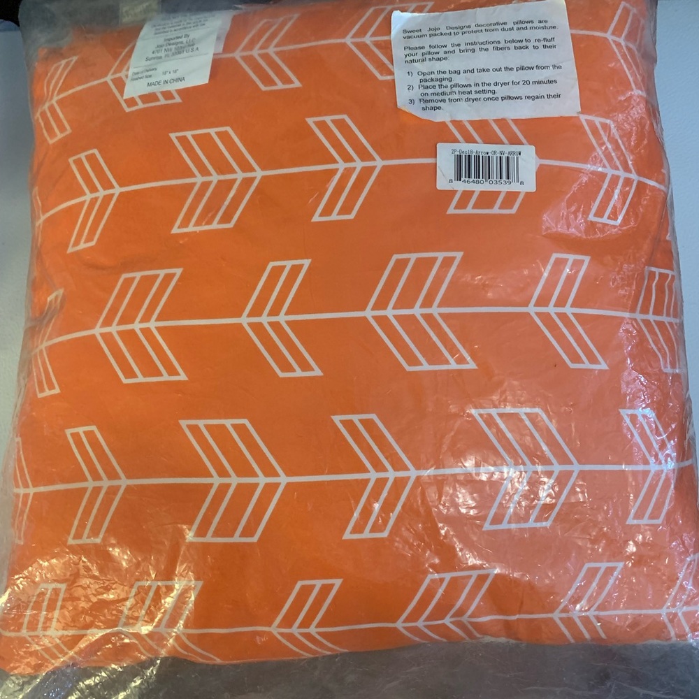 Set of 2 Bright Orange Accent Pillows